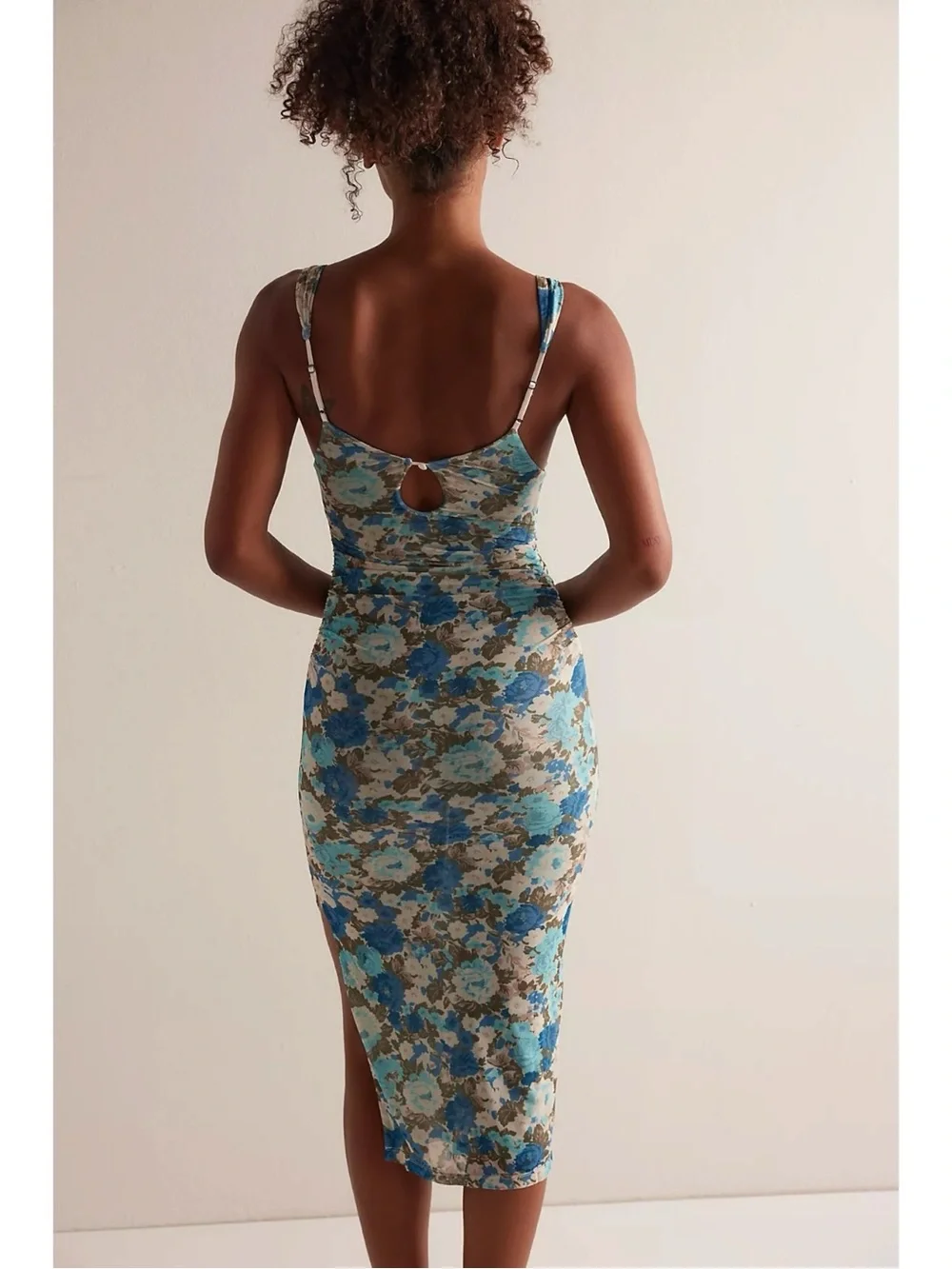 Free People Retro 90s Y2K Long Live Floral  Mesh Slip Midi Dress Size Large NWT